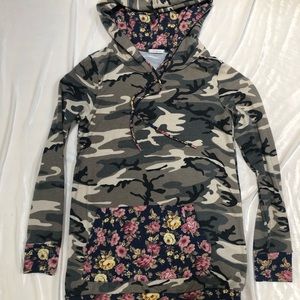 Camo and floral hoodie